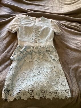 Ted Baker Dixa Peplum Light Blue Lace Dress
